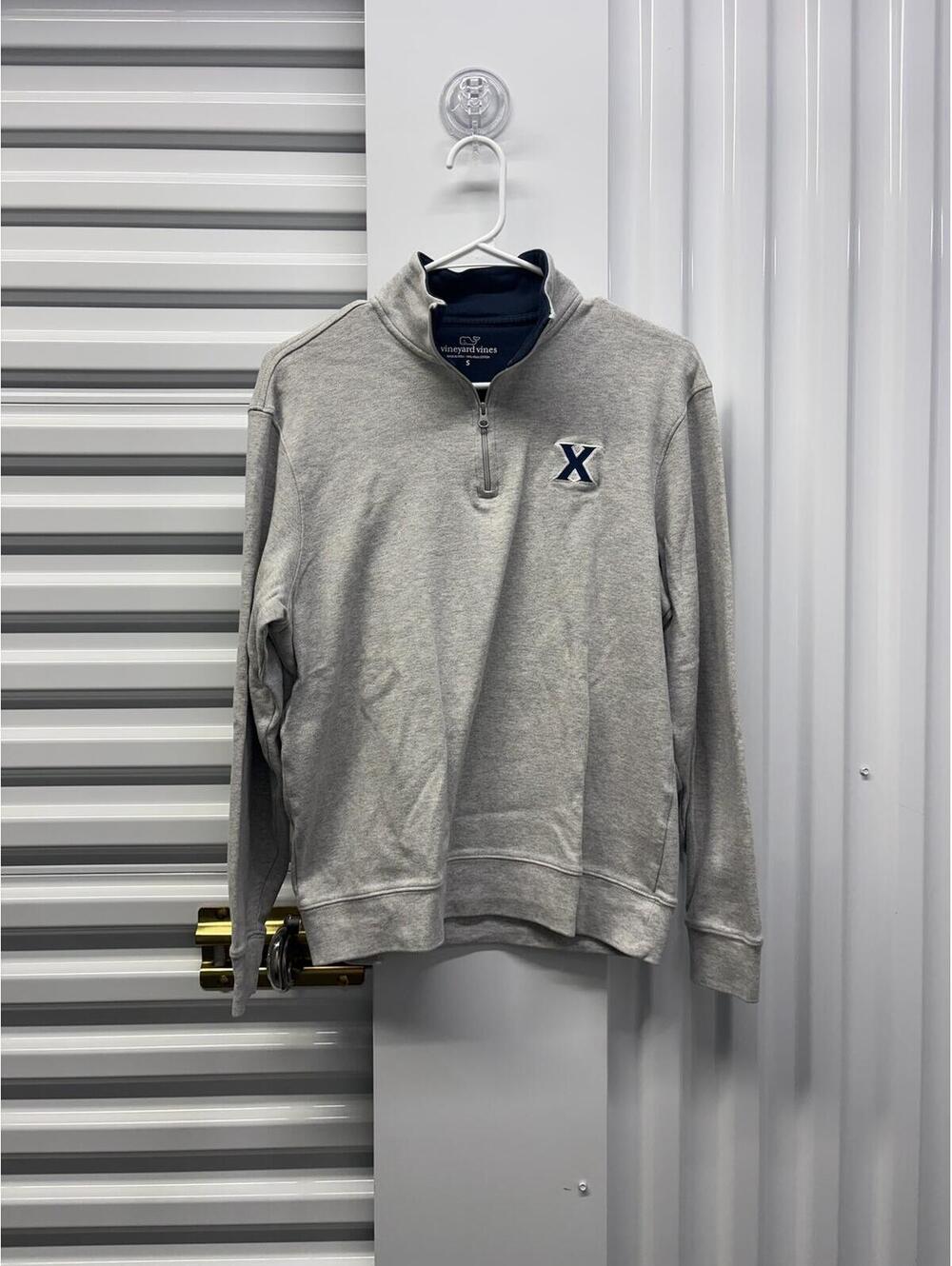 Vineyard Vines Xavier “X” Embroidered Women’s Small Quarter Zip Gray Pima Cotton